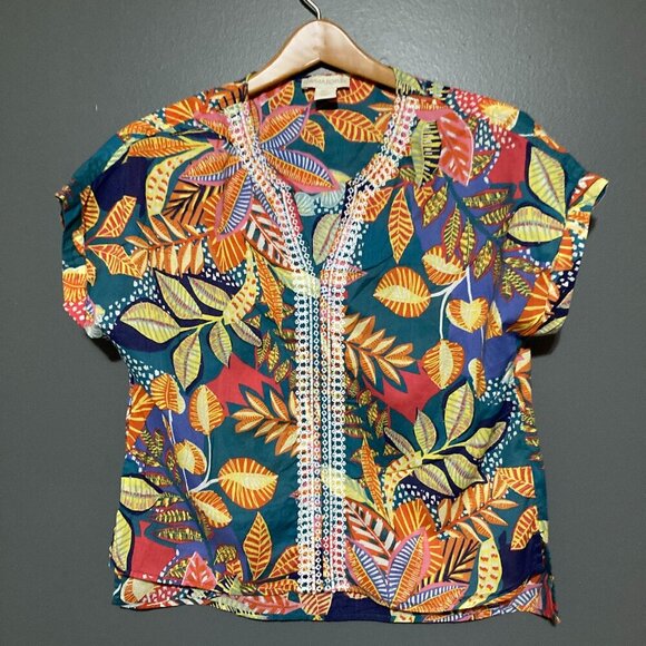 Cynthia Rowley Tops - Cynthia Rowley Women M Tropical Tunic Top Foral Summer Trip Boho Relaxed V Neck